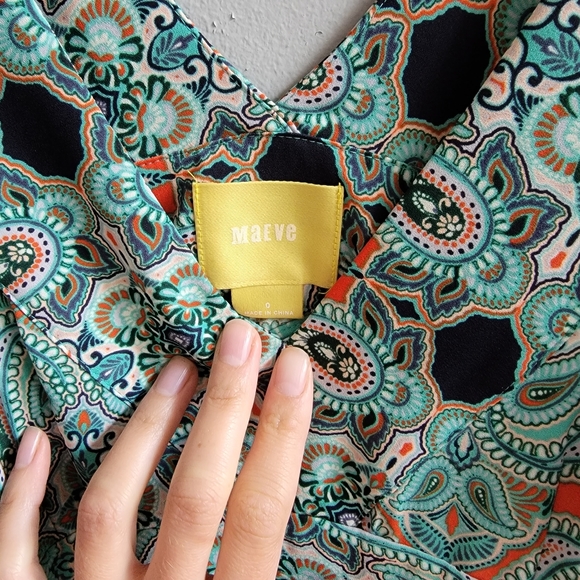 Anthropologie Maeve Gorgeous Patterned Aqua Midi Dress - Picture 3 of 6